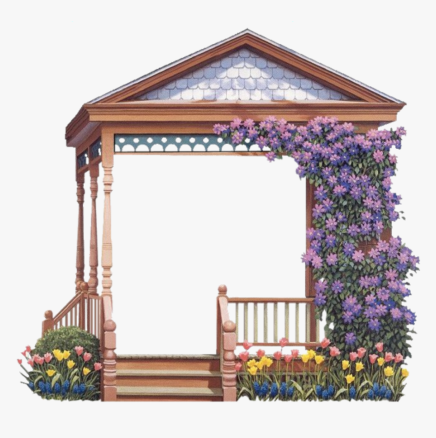 #mq #wood #gazebo #flowers #garden - Clip Art, HD Png Download, Free Download