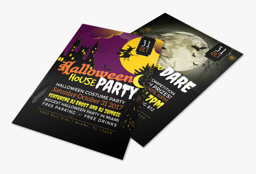 Halloween House Party Flyer Template Preview - Flyer, HD Png Download, Free Download