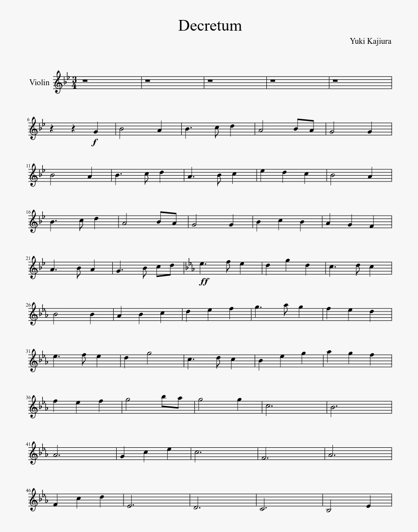 Decretum Violin Sheet Music, HD Png Download, Free Download