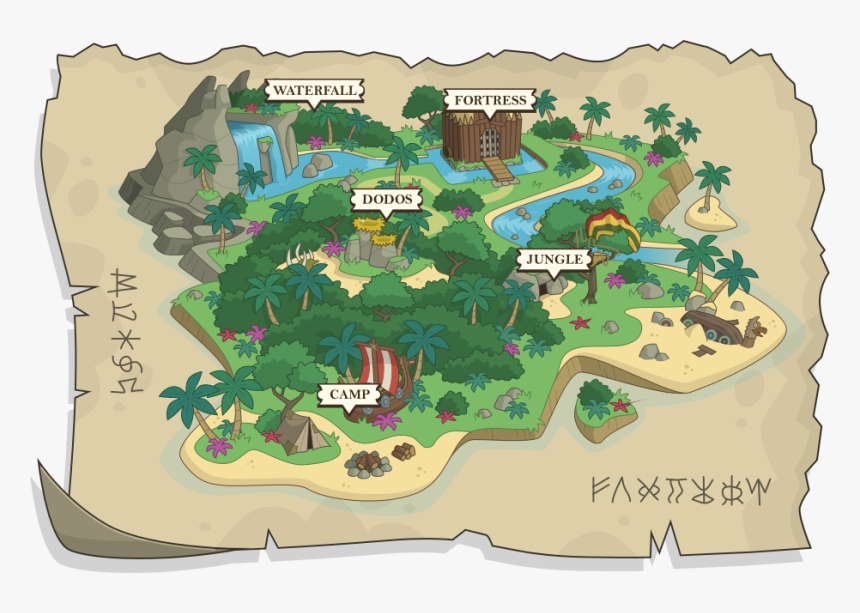 Transparent Waterfall Clipart Png - Labeled The Most Dangerous Game Ship Trap Island Map, Png Download, Free Download
