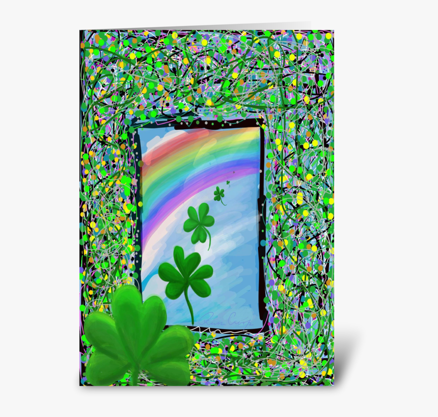 Flying Shamrocks With Rainbow Greeting Card - Floral Design, HD Png Download, Free Download