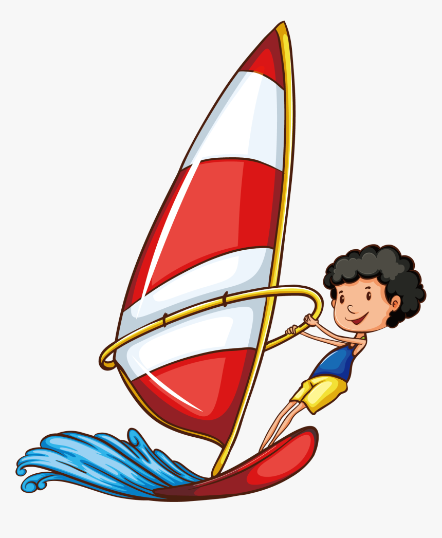 Sport Drawing Skiing Underwater Sailing Ship - Water Sport Drawing, HD Png Download, Free Download