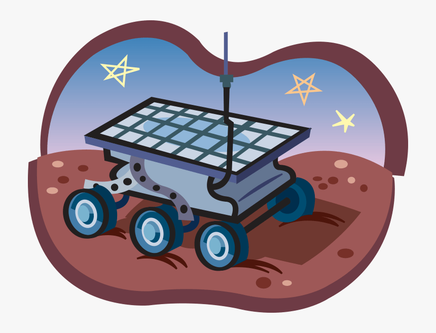 Cartoon Illustration Of Six-wheeled Rover On The Surface - Mars Rover Cartoon, HD Png Download, Free Download