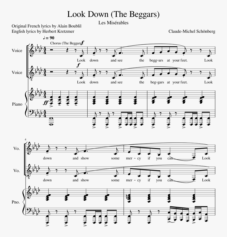 Look Down Les Miserables Score, HD Png Download, Free Download