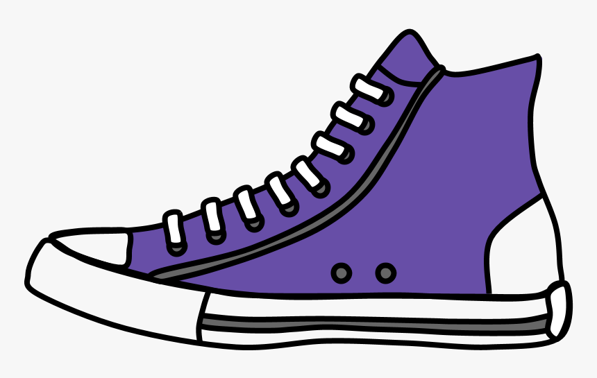 High Top Sneakers, Laces, Purple - Black And White High Tops Clipart, HD Png Download, Free Download