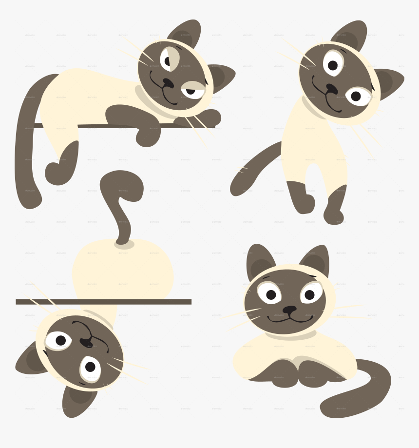 Siamese Cat Cartoon Png, Transparent Png, Free Download