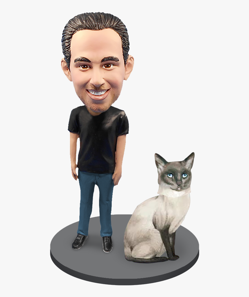 Custom Male With Custom Pet Cat Bobblehead - Cat Bobblehead, HD Png Download, Free Download