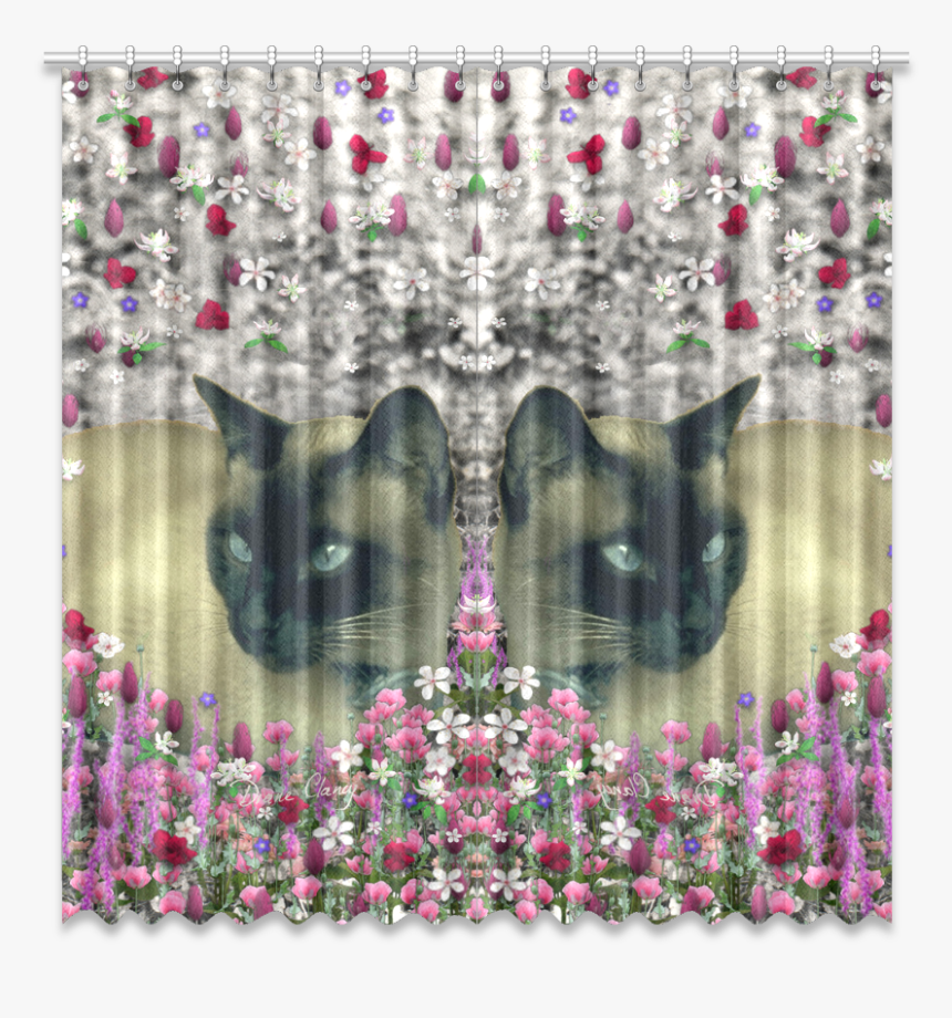 Stella In Flowers I Chocolate Cream Siamese Cat Window - Patchwork, HD Png Download, Free Download