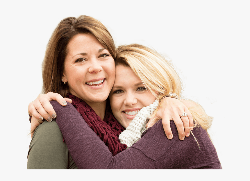 Smiling Mother And Daughter - Mother Teen Daughter Hugging, HD Png Download, Free Download