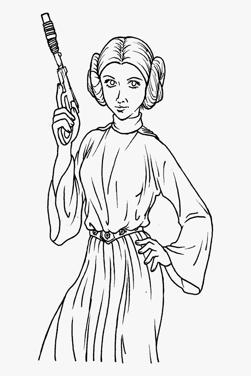 Leia Drawing Black And White - Star Wars Princess Leia To Color, HD Png Download, Free Download