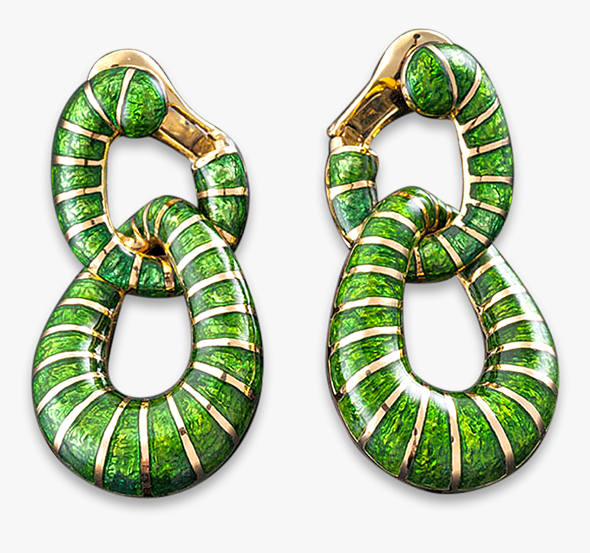 Gold And Green Enamel Earrings By David Webb - Serpent, HD Png Download, Free Download