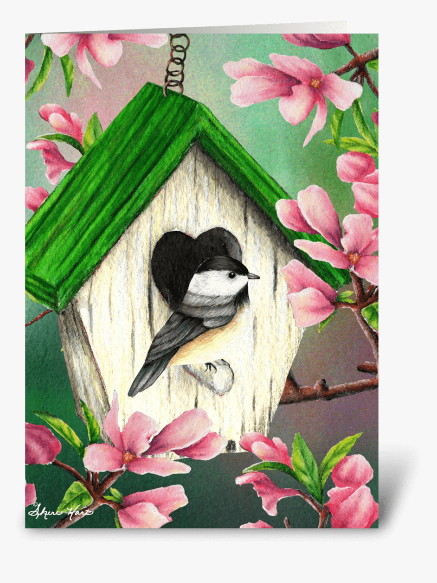 Springtime Chickadee Greeting Card - Magnolia, HD Png Download, Free Download
