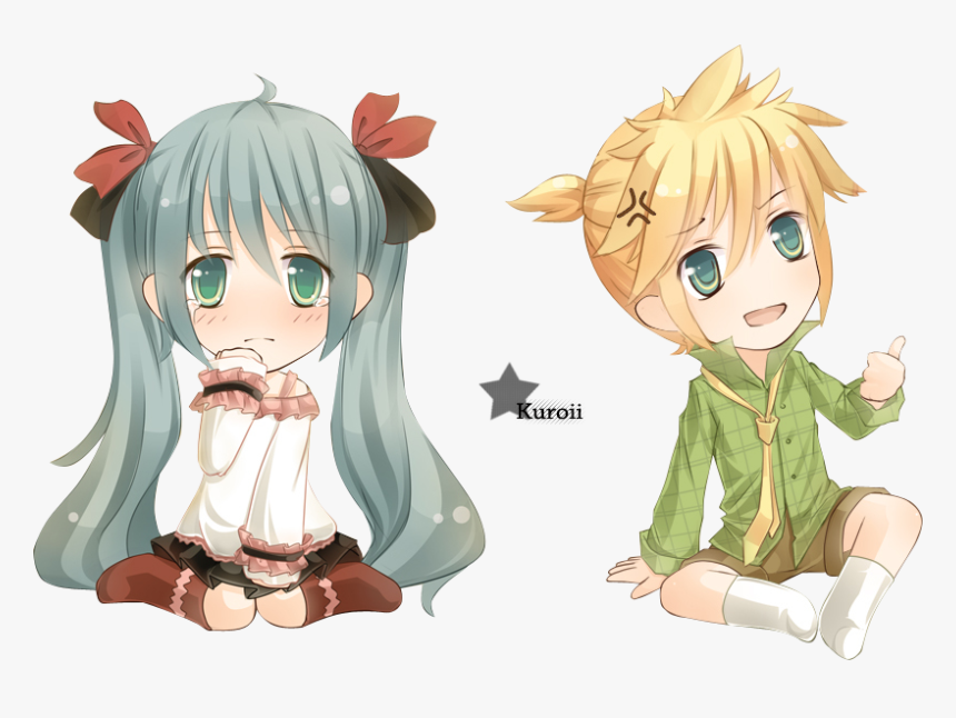 Transparent Rin Kagamine Png - Len Kagamine And Hatsune Miku Chibi, Png Download, Free Download