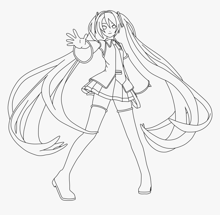 Hatsune Miku Chibi Coloring Pages - Anime Coloring Pages Hatsune Miku, HD Png Download, Free Download