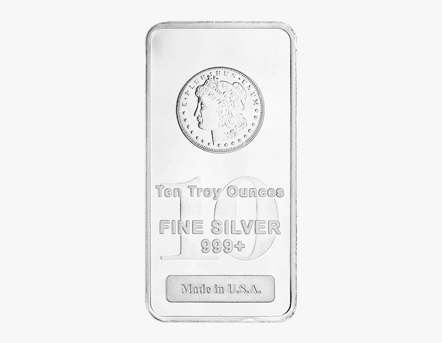 Picture Of 10 Oz Morgan Silver Bar - 10 Oz Morgan Bars, HD Png Download, Free Download