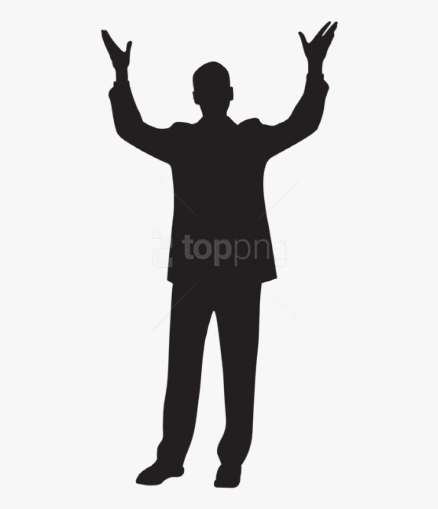 Man Hands Up Silhouette , Transparent Cartoons - Person With Hands Up Silhouette, HD Png Download, Free Download