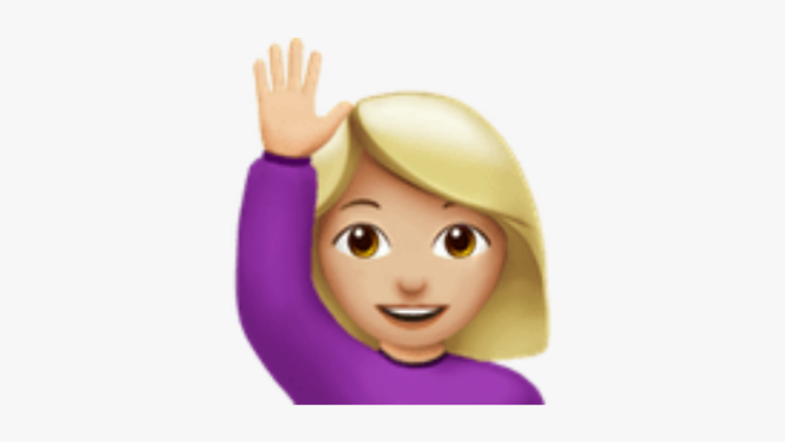 Me Handsup Girl Emoji Imoji Blonde Emoji Hand Raised Hd Png