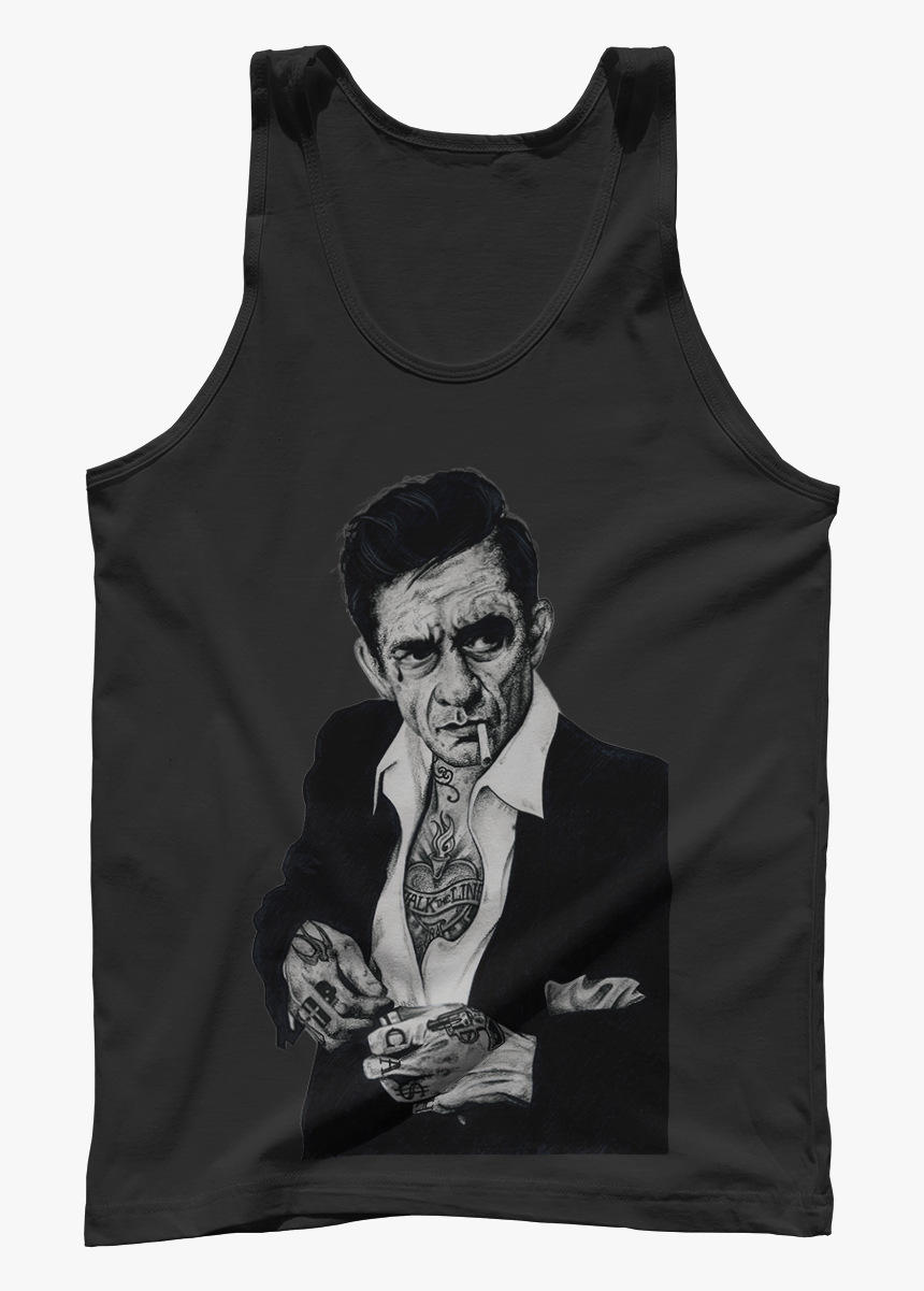 Inked - Johnny Cash - Black - Inked Johnny Cash - District - Active Tank, HD Png Download, Free Download