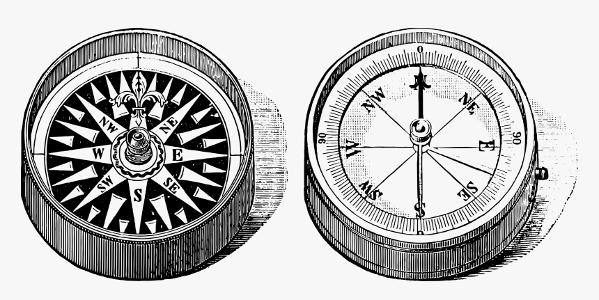Old Compass - Vintage Compass Clip Art Black And White, HD Png Download, Free Download