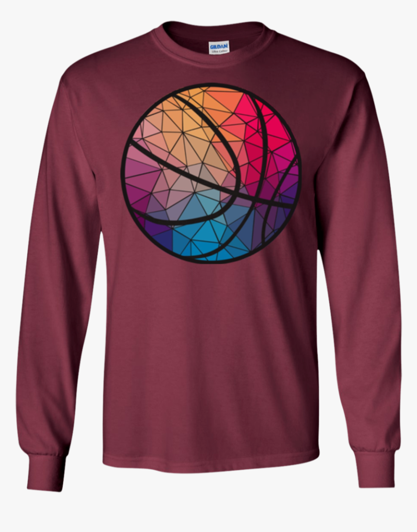 Geometric Cool Basketball Shape Gift Ls Shirt/hoodie/sweatshirt - T-shirt, HD Png Download, Free Download