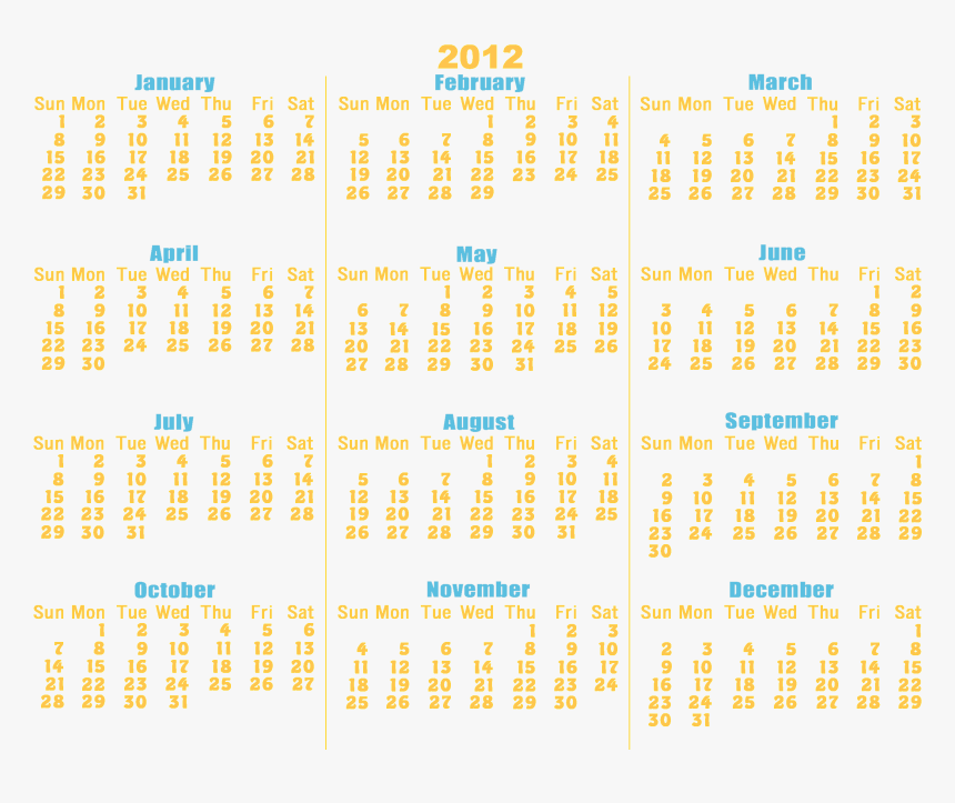 Calendar 2012, HD Png Download, Free Download