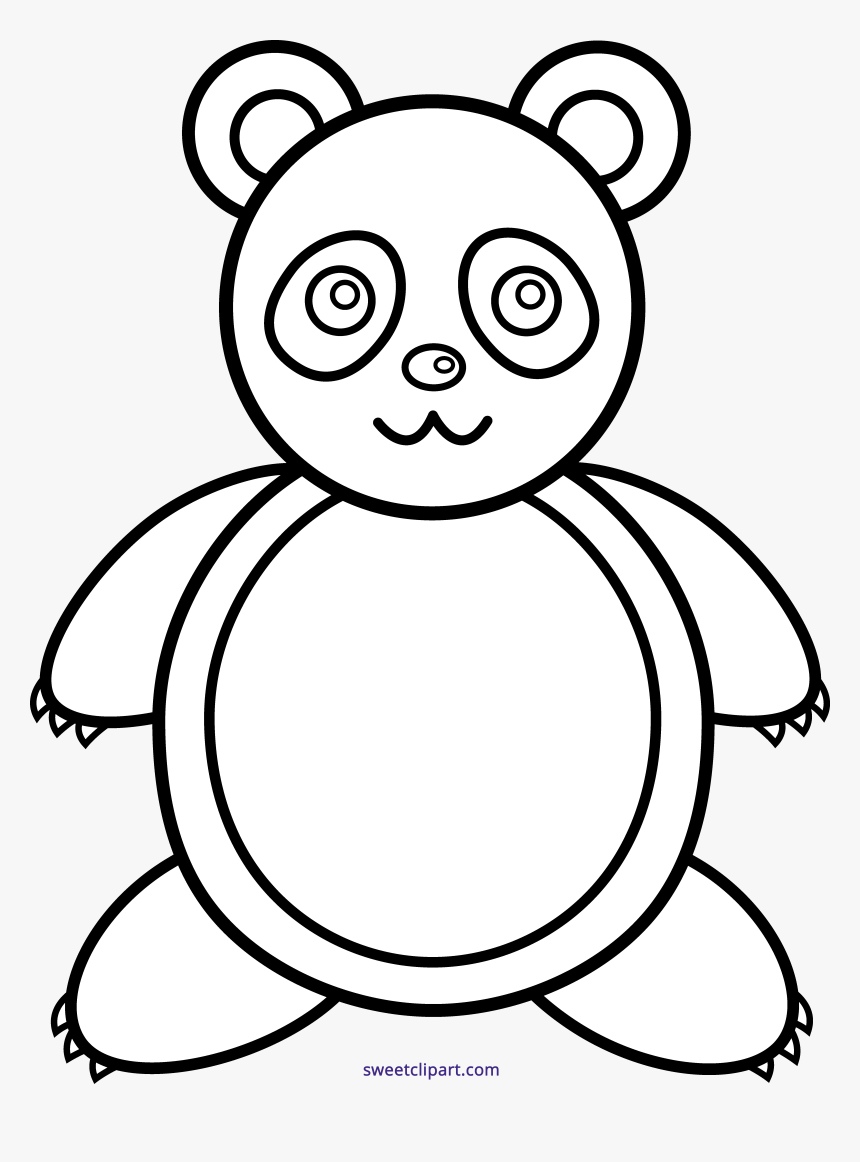 Panda Clipart Outline - Coloring Panda Cartoon Black And White, HD Png Download, Free Download