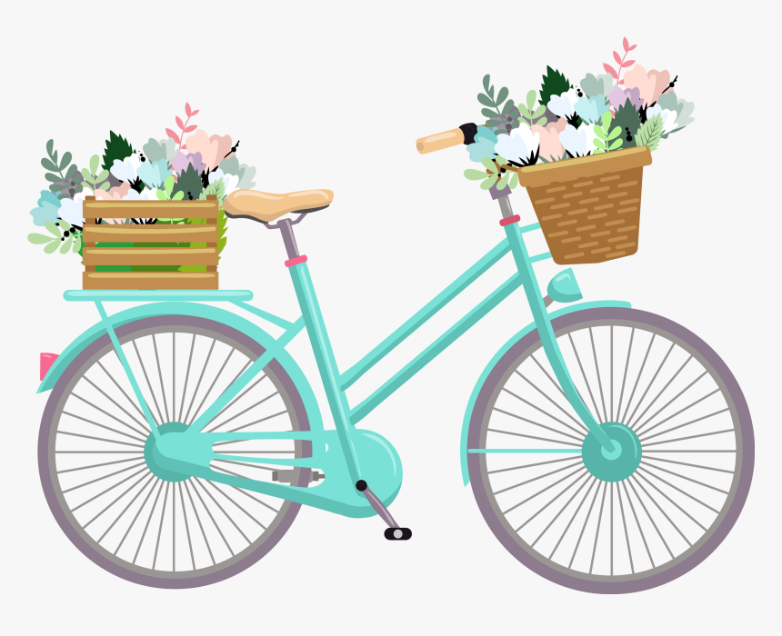 Free Romantic Bicycle Clip Art Set 2 Free Pretty Things - Bicycle Basket Clip Art, HD Png Download, Free Download