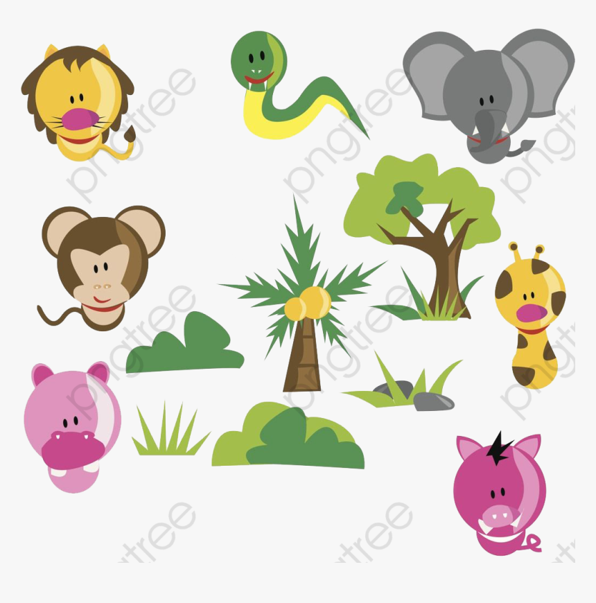 Jungle Animals Clipart - Animales De La Selva Tropical Dibujos, HD Png Download, Free Download