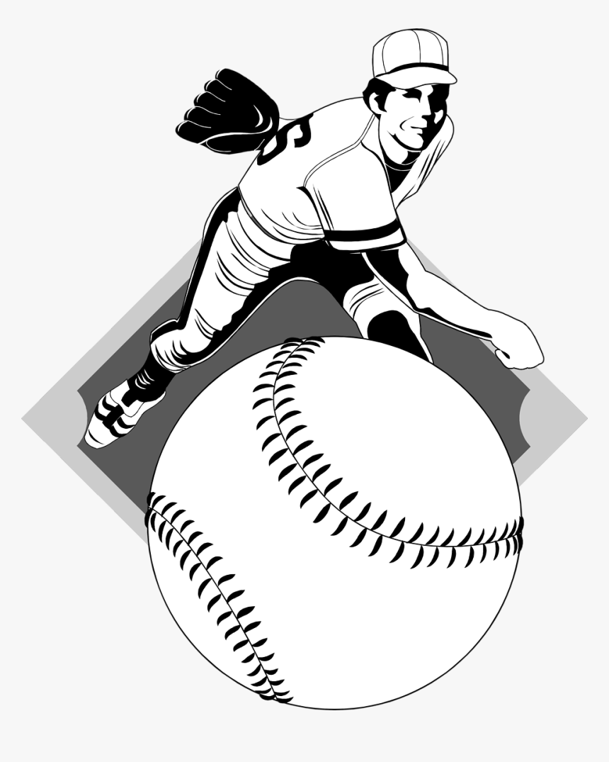 Free Stock Photo Illustration - Baseball Player Line Art, HD Png Download, Free Download
