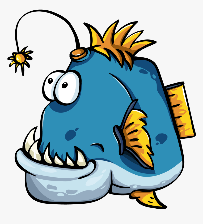 Sea Animals, Cartoon, Funny, Angler Fish, Fishes - Funny Clipart, HD Png  Download - kindpng