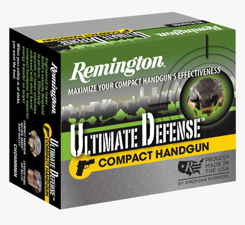 Remington 45 Acp Ammunition Ultimate Defense Compact - Remington Ultimate Defense 9mm 124, HD Png Download, Free Download