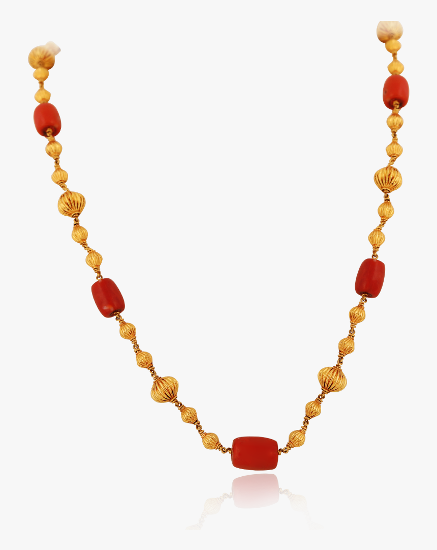 Elegant Gold & Red Coral Necklace - Red Coral Gold Necklace Indian Designs, HD Png Download, Free Download