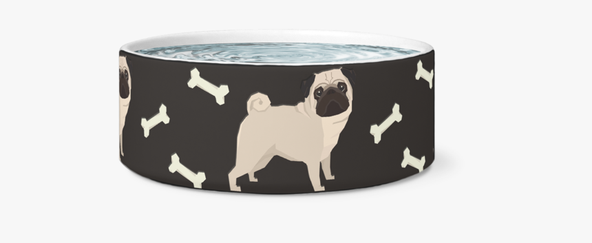Pugs All Over Dog Bowl - Pug, HD Png Download, Free Download