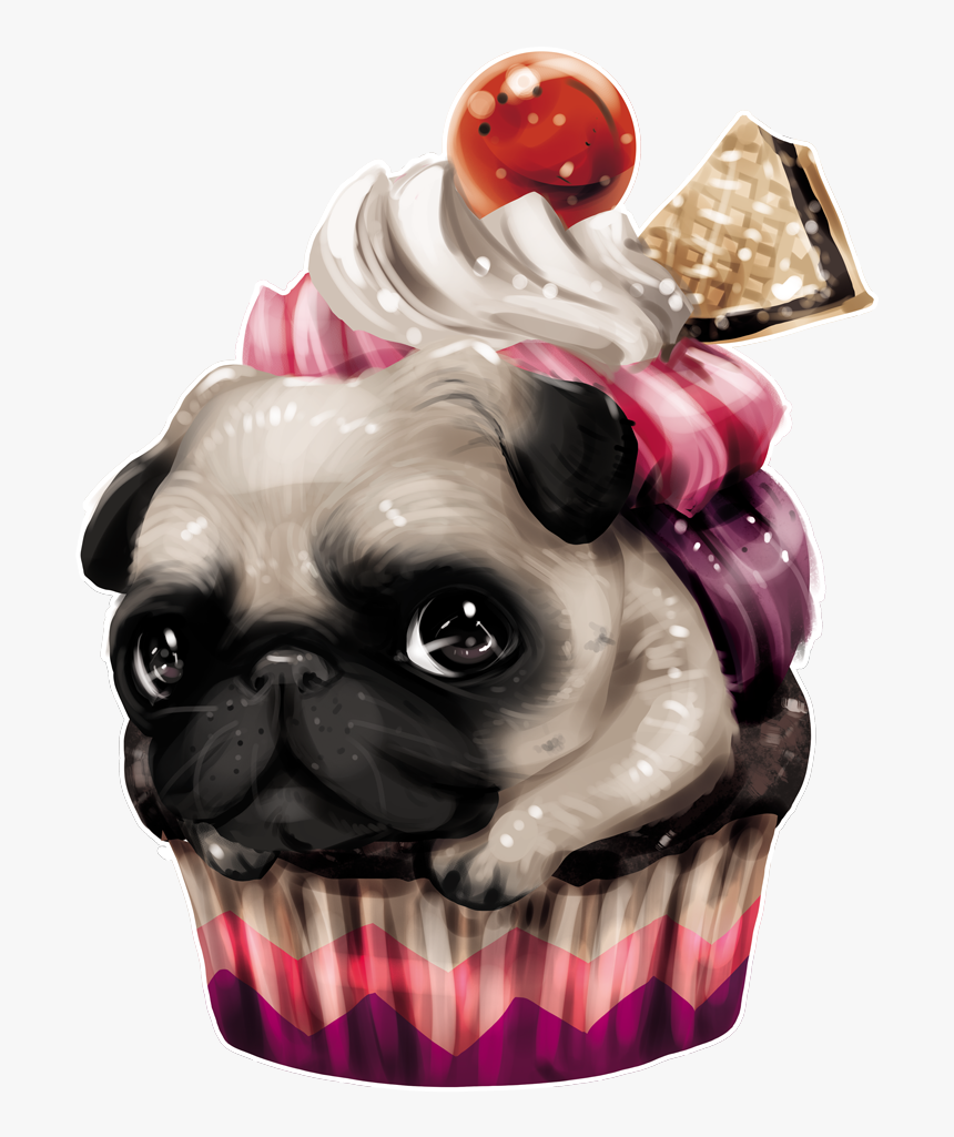 Cupcake Y Pug Dibujo, HD Png Download, Free Download