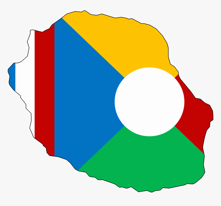 Flag Map Of Réunion - Reunion Flag Map Png, Transparent Png, Free Download