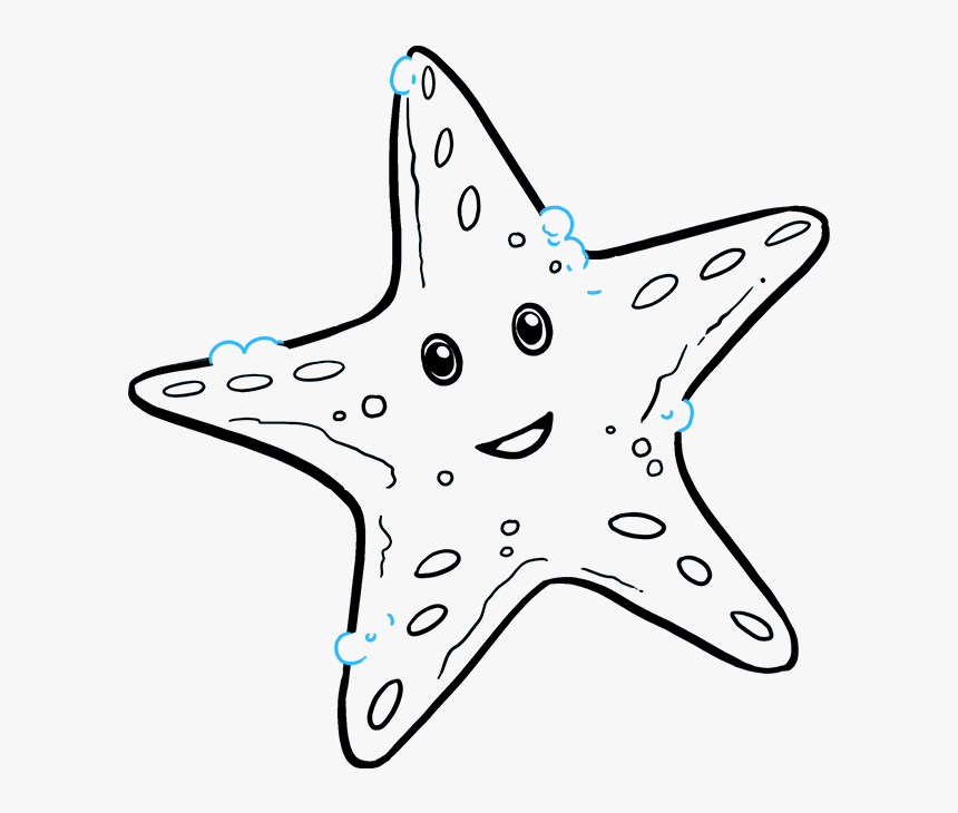 How To Draw A Cute Starfish - Star Fish Images For Drawing, HD Png Download, Free Download