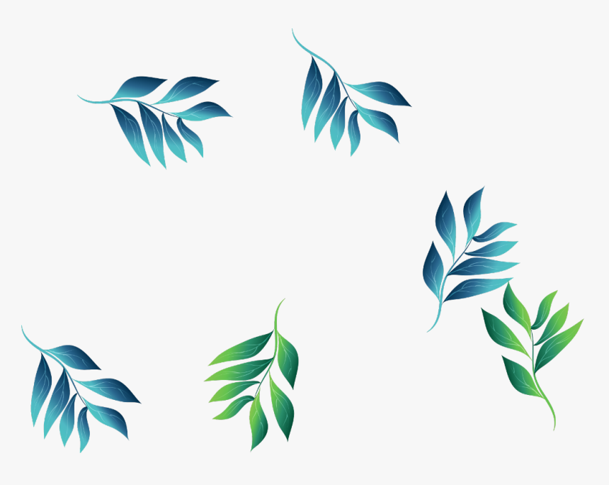 #ftestickers #watercolor #leaves #blue #green - Png Leaves Green & Blue, Transparent Png, Free Download