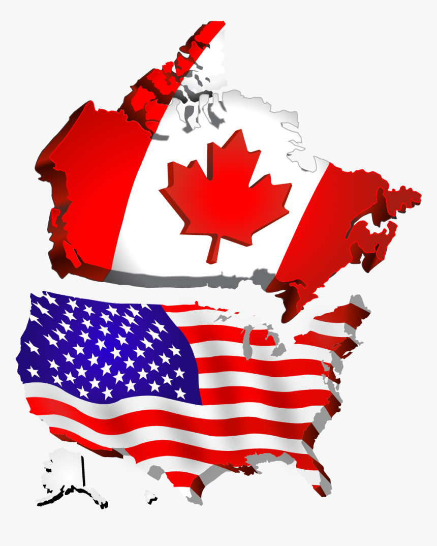 Companyusa Flag Map Png - Usa Canada Flag Png, Transparent Png, Free Download