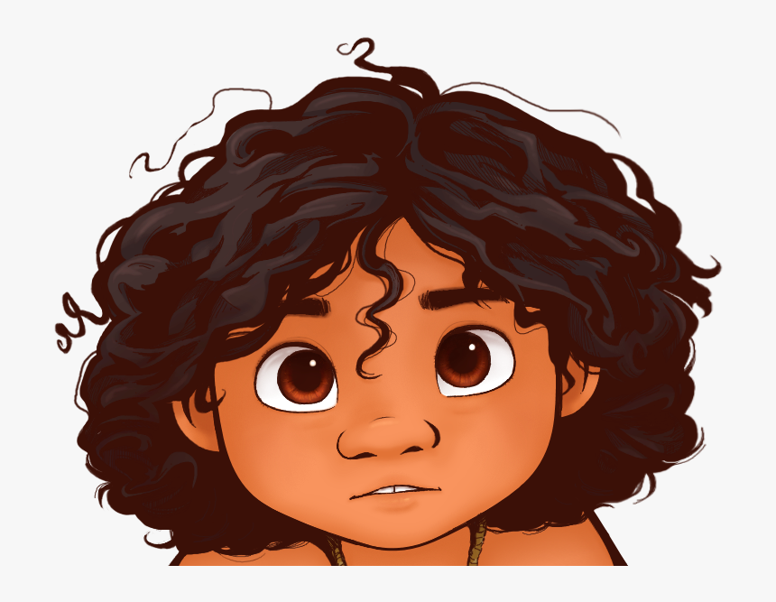 Hair,art,black Hair,animated Cartoon,animation,clip - Baby Maui From Moana, HD Png Download, Free Download