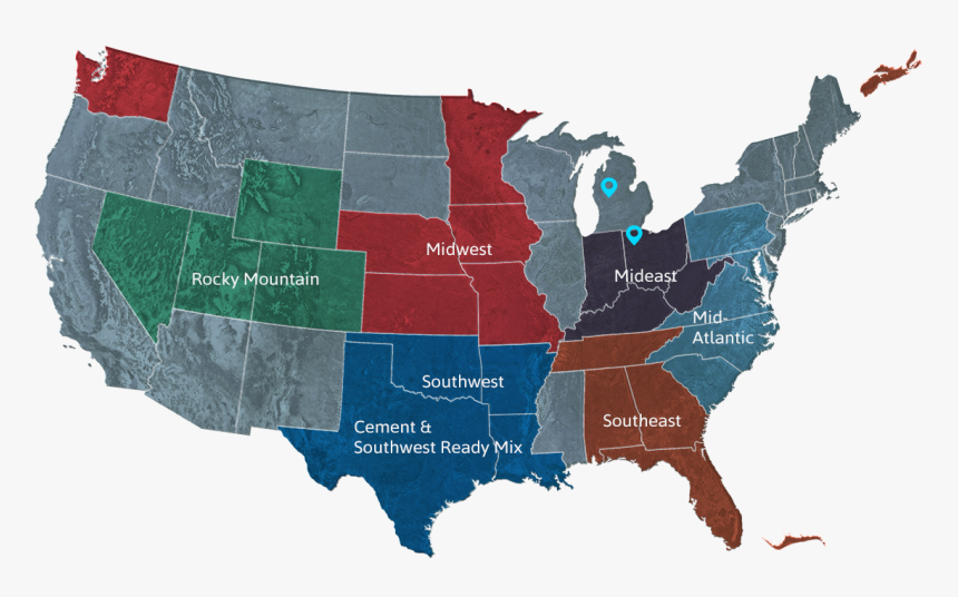 Divisions Map - United States Shape, HD Png Download, Free Download