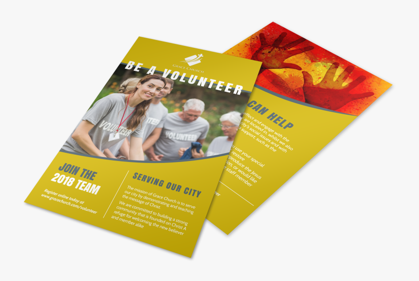 Be A Volunteer Church Flyer Template Preview - Flyer, HD Png Download, Free Download