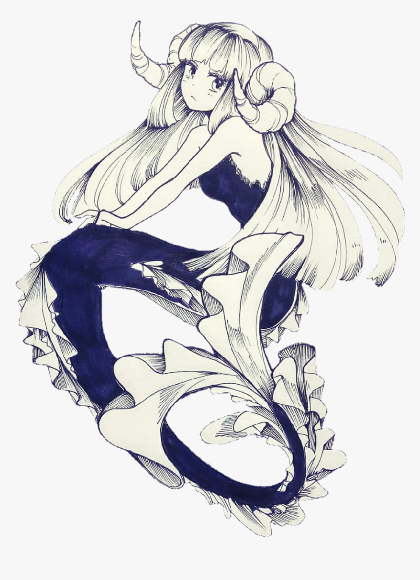 #mermaid #mermaidgirl #girl #anime #art #drawing #blackandwhite - Anime Girl Mermaid Drawing, HD Png Download, Free Download