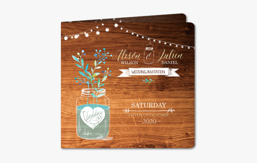 Rustic Jar Wedding Invitation - Einladung Hochzeit Holz, HD Png Download, Free Download