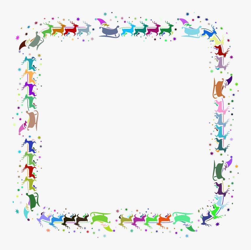 Santa Reindeer Frame Ii Prismatic - Birthday Border Black And White Png, Transparent Png, Free Download