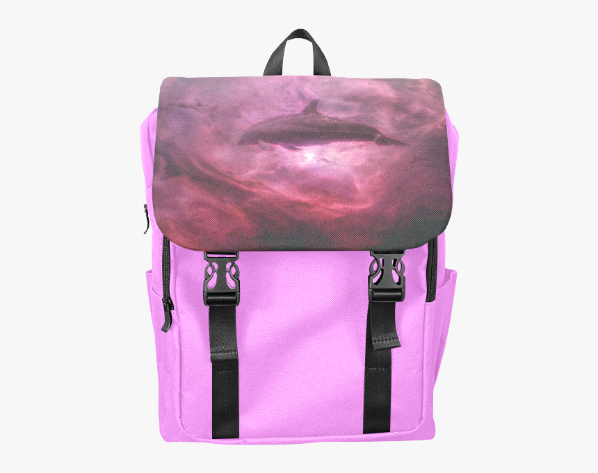 Dolphin In Pink Waters Casual Shoulders Backpack - Backpack, HD Png Download, Free Download