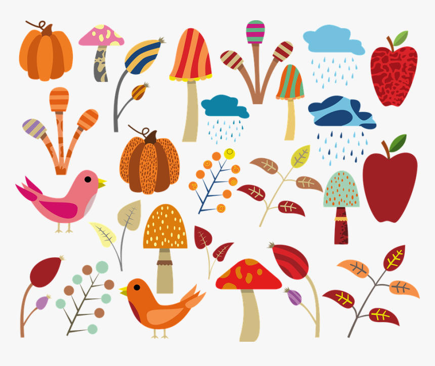 Autumn, Icon, Apple, Birds, Pumpkin, Cloud, Digital, HD Png Download, Free Download