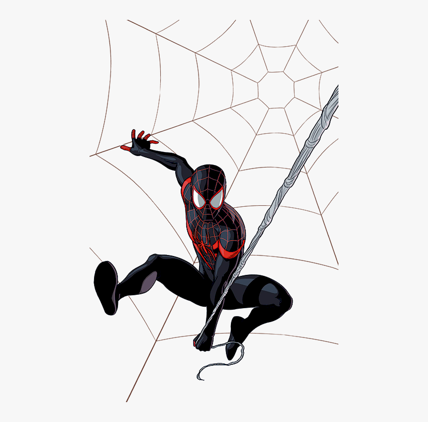 Transparent Spider Web Corner Png Transparent Background - Spider Man Drawing Miles Morales, Png Download, Free Download