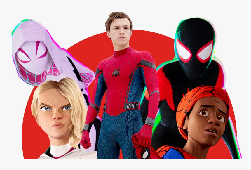 Spider Man Into The Spider Verse Miles Gwen And Tom, HD Png Download, Free Download