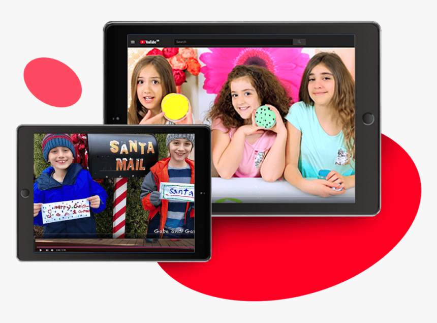 Safefam Kid Content Creators Mock Ups On Tablets - Cable Television, HD Png Download, Free Download