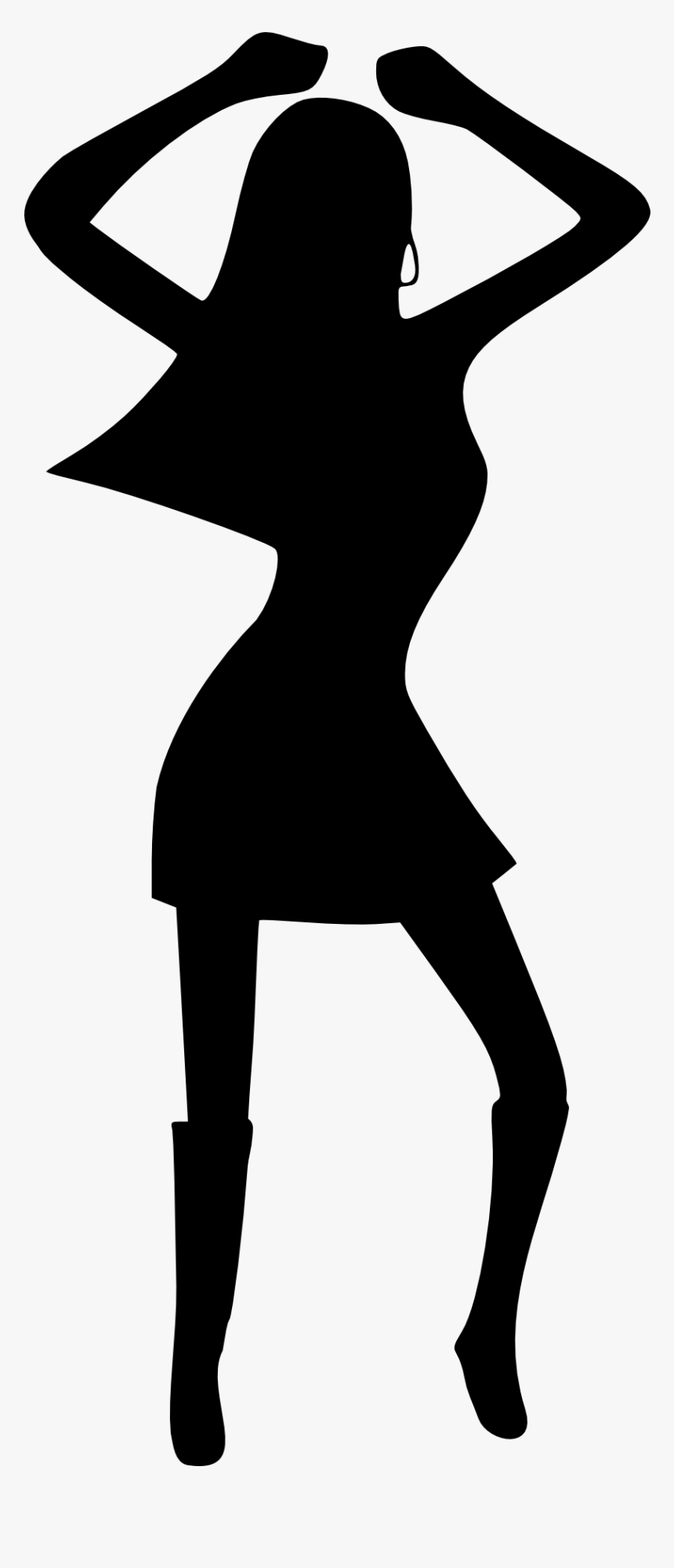 Girl Woman Dancing Disco Black White Drawing Silhouette - Disco Clip Art, HD Png Download, Free Download